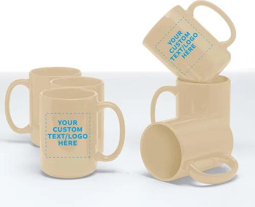 Vista 6 de DISCOUNT PROMOS Tazas de café de cerámica grandes personalizadas de 15 onzas, juego de 10/50/100, paquete personalizado a granel, perfecto