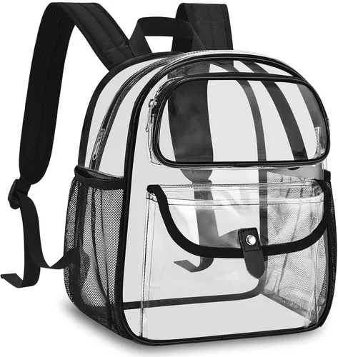 Vista 6 de SPODEARS Mochila pequeña transparente para fanáticos de los deportes, para estadio, concierto, festival y más, diseño de múltiples bolsillos, Beige