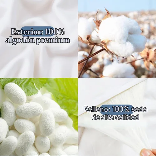 Vista 3 de Mommesilk Edredón de seda, relleno de seda 100% pura y funda de algodón real, suave y transpirable, peso de relleno neto de 4.4 lbs, tamaño King