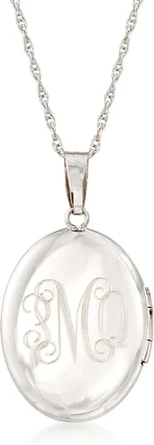 Vista 2 de Ross-Simons 14kt White Gold Personalized Floral Locket Necklace