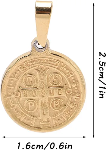 Vista 7 de Saint Benedict Pendant, Pendant Elegant Stainless Steel Double Sided Relief Pend Saint Benedict Medal and Information Card Craftsmanship