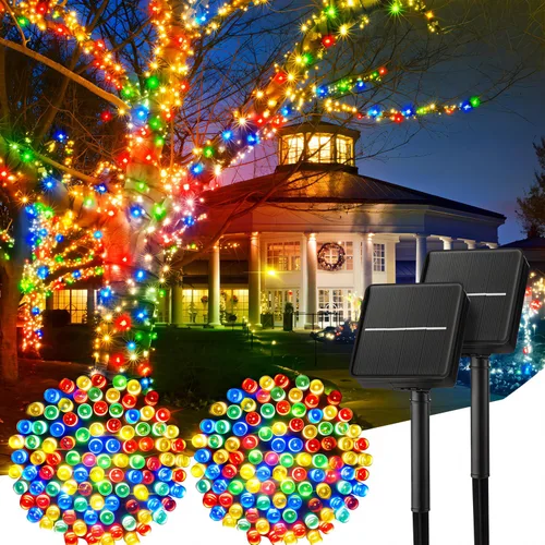 Vista 16 de Minetom Luces de Cadena Solares para Exteriores, 40 pies, 100 Luces LED de Cadena Alimentadas por Energía Solar con 8 Modos de Iluminación, Luces