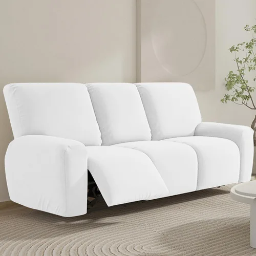 Vista 21 de vctops Fundas para sofá reclinable de 3 cuerpos, elásticas, de punto, suaves, lisas, antideslizantes, para sofá, protector de muebles con parte Café