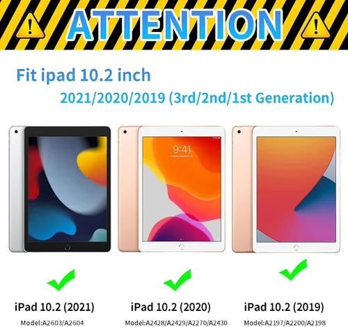 Vista 2 de Funda de teclado para iPad de 9ª/8ª/7ª generación de 10.2 pulgadas 2021/2020/2019 con soporte delgado giratorio de 360 grados, cubierta inteligente