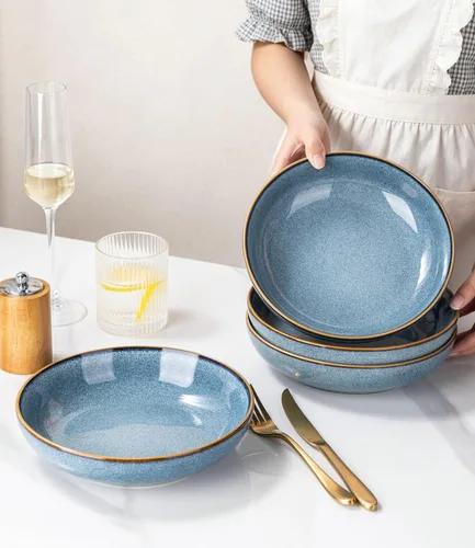 Vista 6 de AmorArc Juego de 4 cuencos grandes de cerámica para pasta de 8.5 pulgadas, cuencos de cerámica de 36 onzas para cocina, cuencos anchos para pasta