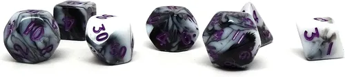 Vista 11 de Mini colección de dados poliédricos de 0.394 pulgadas - Incluye un D20, D12, D10, D8, D6, D4 y D00 (Aqua Shine)