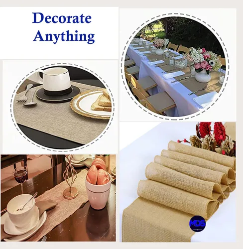 Vista 8 de MDS - Paquete de 5 caminos de mesa de arpillera para boda de 12 pulgadas x 10 yardas de largo, rollo para estilo granja, manteles individuales