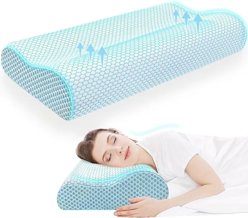 Vista 15 de CloudBliss Almohada cervical ergonómica para dormir, almohada cervical cervical para aliviar el dolor de cuello, almohada de espuma viscoelástica