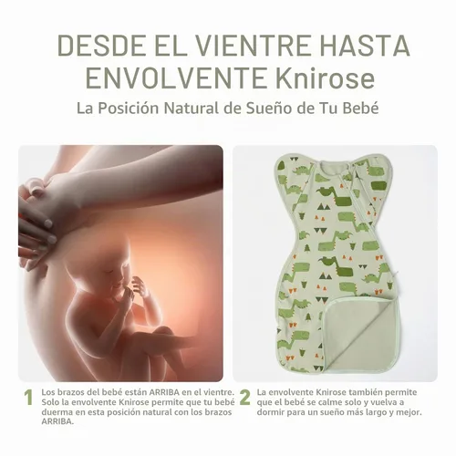 Vista 3 de Saco de dormir para bebé de algodón orgánico pañales 0-3 meses recién Dinosaurio