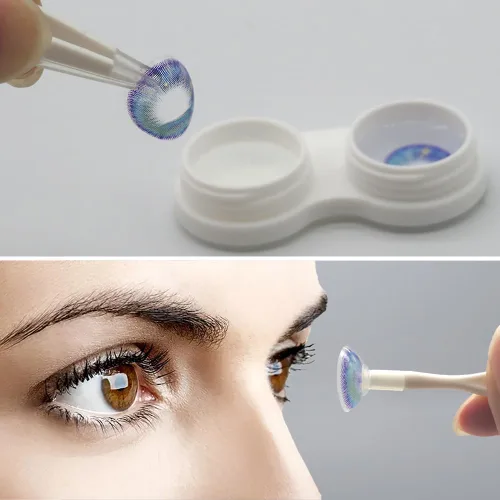 Vista 8 de Vastsoon Herramienta aplicadora de lentes de contacto con arandela (plata+azul azúcar)