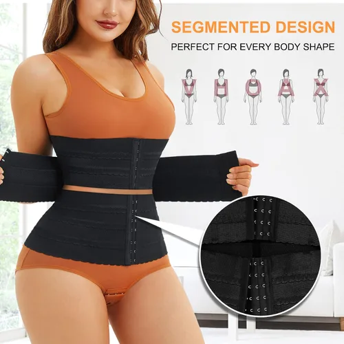 Vista 2 de Entrenador de cintura segmentado para mujer, faja moldeadora de cintura con control de abdomen, faja moldeadora de cuerpo