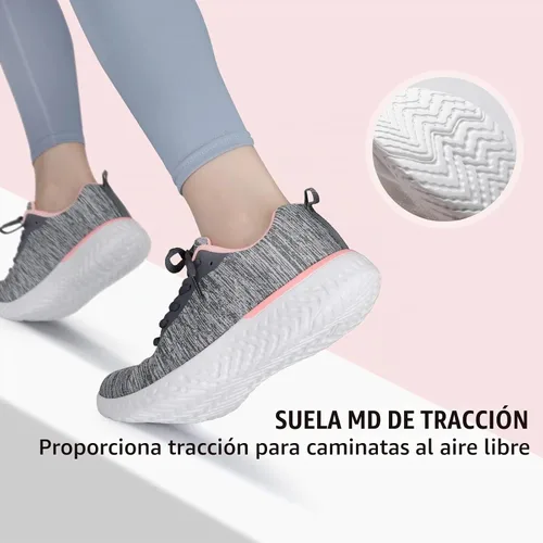 Vista 6 de STQ Zapatos de senderismo para mujer, zapatos de tenis ligeros con cordones