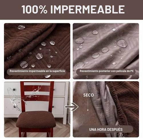 Vista 3 de Genina Fundas impermeables de asiento para silla de comedor, fundas elásticas para sillas de comedor, fundas protectoras para silla de comedor