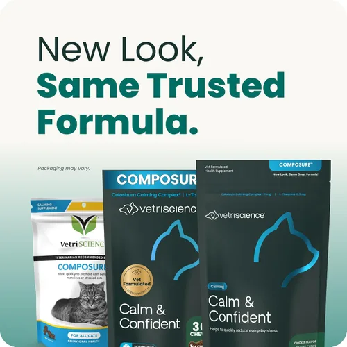 Vista 5 de VetriScience Composure, fórmula calmante para gatos, 30 masticables del tamaño de un bocado