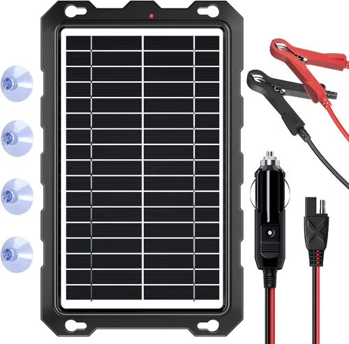 Vista 10 de SUNAPEX Carga de batería solar de 12 V: kit de panel solar portátil impermeable – Cargador de goteo de mantenimiento de batería – con controlador