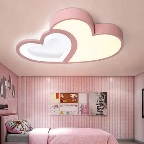 Vista 3 de NERDOH Lámpara de techo LED moderna para habitación de los niños, lámpara de techo creativa en forma de corazón, dormitorio de bebé, regulable