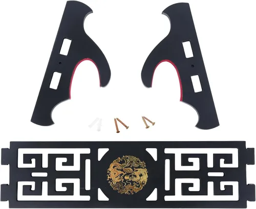Vista 6 de Soporte de Katana con Montura de Pared - Soporte de Katana Acolchado de Terciopelo con Ícono de Dragón de 1 Nivel, Expositor de Espada Samurai