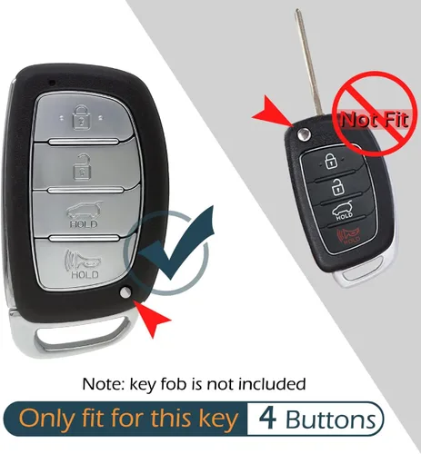 Vista 2 de 2 Piezas Funda de Silicona para Llavero de 4 Botones Funda para Control Remoto Protector sin Llave Compatible con Hyundai Elantra Sonata Tucson 2019