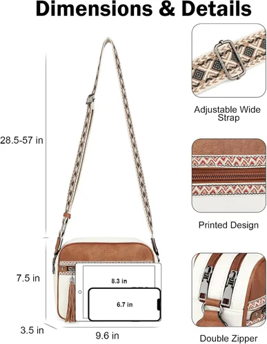 Vista 6 de FADEON Bolsos cruzados para mujer y bolso mochila Colección Blanca