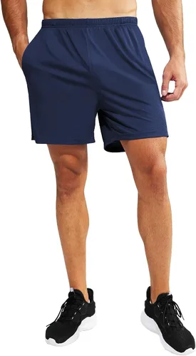 Vista 4 de MIER Pantalones cortos de correr para hombre, 5 pulgadas, para gimnasio, atlético, de secado rápido, pantalones cortos de entrenamiento deportivo