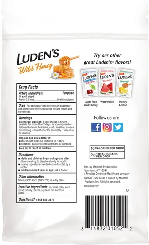 Vista 8 de Luden's Gotas para la garganta deliciosamente relajantes, sabor a miel silvestre, 30