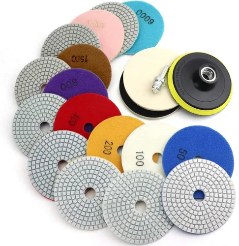 Vista 11 de Almohadillas de Pulido de Diamante de 5 Pulgadas con Almohadillas de Respaldo de Gancho y Bucle de 5/8"-11, Kit de 10 Piezas de Herramientas