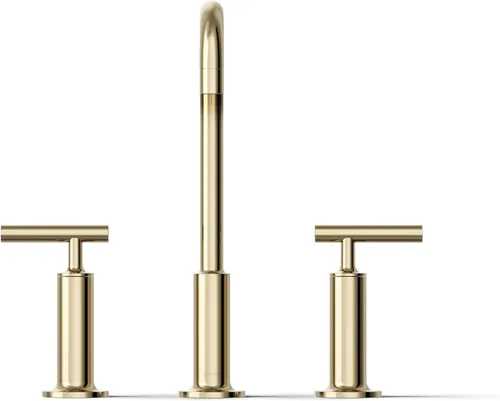 Vista 10 de KOHLER K-14408-4-AF Purist - Grifo para lavabo de baño, 3 agujeros, manijas de palanca alta generalizadas y boquilla de cuello de cisne alto, 1.2
