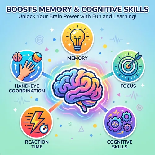 Vista 5 de Winning Fingers Cubo Intermitente Electrónico de Memoria y Juego Cerebral - 4 en 1 Juguetes Portátiles Stem para Niños - Gadgets Geniales