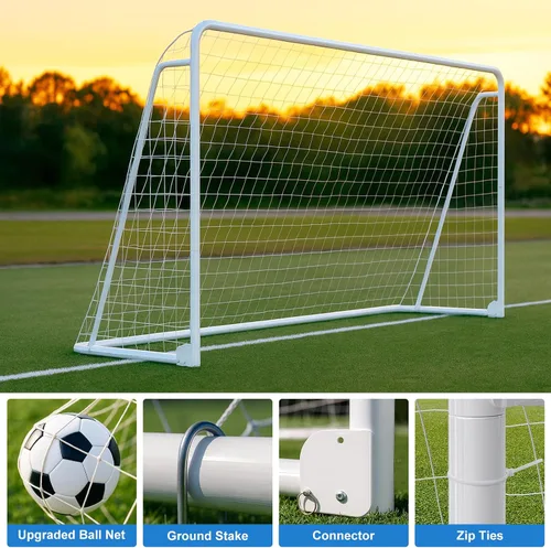 Vista 4 de MOPHOTO Portería de fútbol, 6x4/8x6/10x6.5/12x6/16x7/18.5x6.5/21x7/24x8 pies para patio trasero, portería de fútbol de tamaño completo
