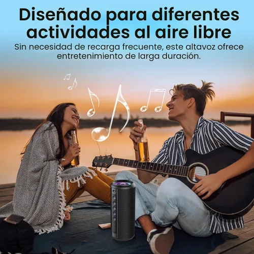 Vista 6 de Altavoz Bluetooth portátil, altavoz inalámbrico de 20W con sonido estéreo Negro