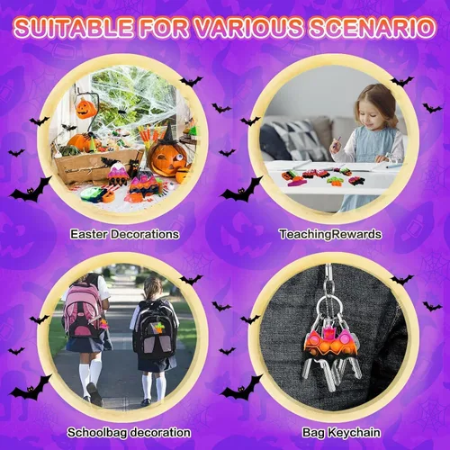 Vista 3 de Paquete de 24 mini juguetes sensoriales antiestrés de Halloween para niños y niñas, regalos de fiesta de Halloween, bolsas de golosinas