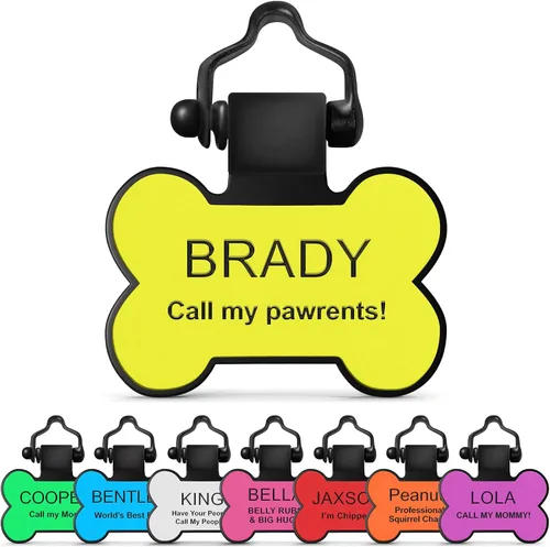 Vista 12 de SiliDog - La placa silenciosa original de silicona para perro - Identificación personalizada grabada sin sonido para mascotas - Como se ve en Shark