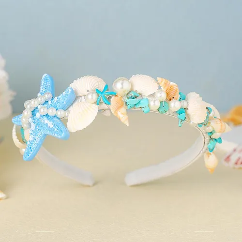 Vista 2 de Unicra Diadema de estrella de mar, accesorios para el cabello, diadema de concha de mar para mujer