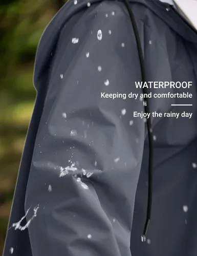 Vista 3 de COOFANDY Chaqueta impermeable para hombre con capucha, impermeable, ligera, activa, larga