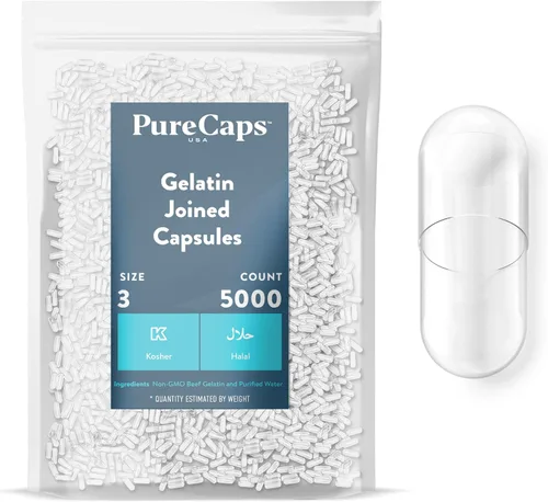 Vista 8 de PureCaps USA - Cápsulas de gelatina vacías tamaño 3 1,000 pastillas unidas Transparentes Certificado sin OMG SLS, gluten, sin conservantes