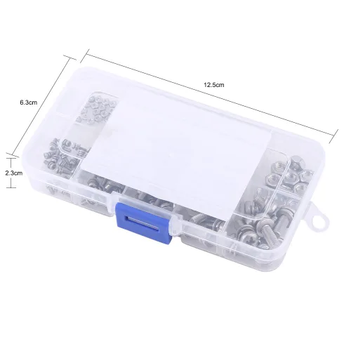 Vista 3 de Juego de tornillos y tuercas de acero inoxidable 304 tornillos de cabeza plana Kit surtido de tuercas M2 M2.5 M3 M4 M5