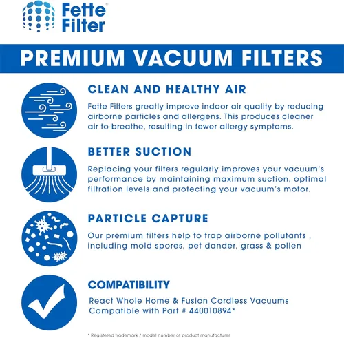 Vista 6 de Fette Filter - Filtro de vacío compatible con aspiradoras Hoover seleccionadas. Comparar con la pieza # 440010894 - Paquete de 2