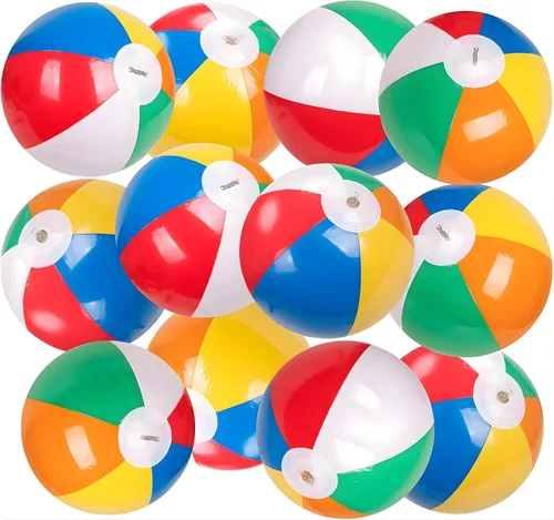 Vista 9 de Kangaroo Paquete de 12 pelotas inflables de playa a granel para niños y adultos, juguetes inflables de fiesta en la piscina, juguetes de playa