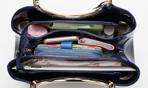 Vista 5 de Bolso cruzado de cuero lacado brillante para mujer, elegante bolso de noche, bolso de mano retro para fiesta de graduación