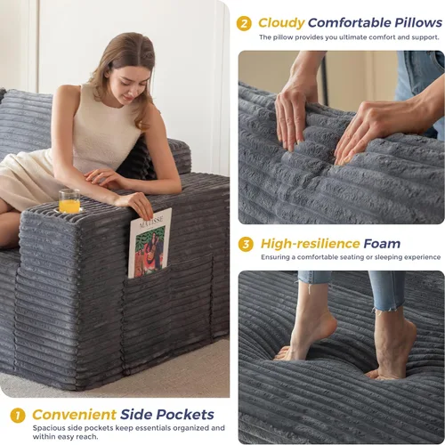 Vista 6 de MAXYOYO Sofá modular de 104 pulgadas con diván en forma de L, moderno sofá deshuesado para sala de estar, sofá en una caja, sofá cama de gran