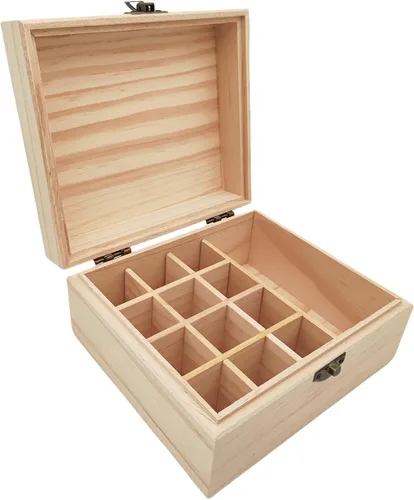 Vista 12 de Anktily Caja organizadora de almacenamiento de madera sin terminar con tapa, caja de madera sin pintar para recuerdos pequeños, joyas, estuche