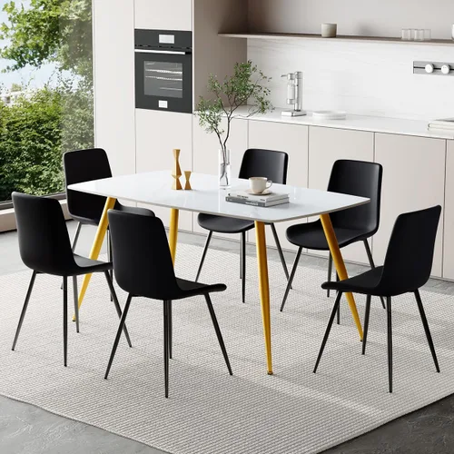 Vista 63 de Juego de 4 mesas de comedor negras para mesa de comedor de 4,50 pulgadas para 4, sillas de cocina de piedra sinterizada, fácil de montar, adecuado