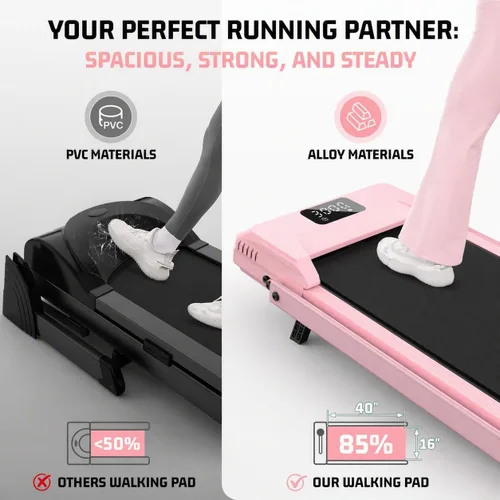Vista 8 de FUNMILY Cinta de Correr Plegable con Almohadilla de Caminata Mejorada con Inclinación del 12%/15% y Barra de Manejo, Cintas de Correr Compactas