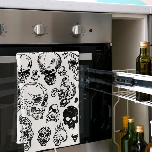 Vista 4 de Bencailor - 6 toallas de cocina góticas espeluznantes con tarot, toallas de mano, luna, sol, bruja, té, para fiestas de terror, regalos de baño