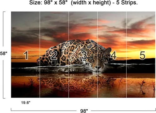 Vista 5 de Papel pintado 3D de leopardo de animales para despegar y pegar 98 x 58 pulgadas