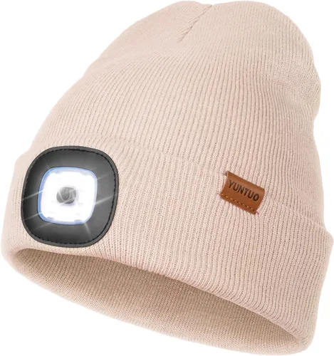 Vista 39 de Gorro LED con la luz, unisex, linterna frontal recargable por USB, gorro de punto de invierno, regalos para hombres, papá, esposo, él Azul Oscuro