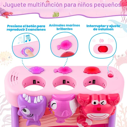 Vista 3 de V-Opitos Juguetes musicales para niños de 1 y 2 años, juguetes interactivos de alimentación con pelota, juguetes educativos Montessori, regalos