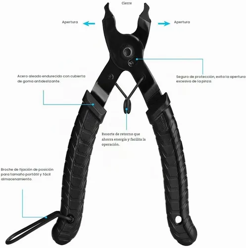 Vista 2 de Kit de herramientas de reparación de cadena de bicicleta con alicates de enlace, divisor de cadena y 6 pares de eslabones perdidos para cadenas