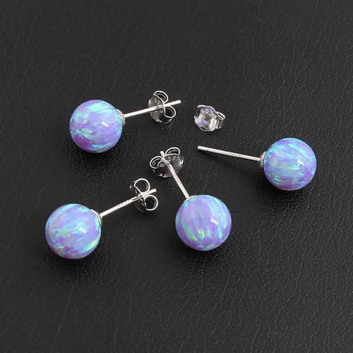 Vista 6 de Natural Stone Stud Earrings for Women 8mm Sterling Silver Genuine Gemstone Earrings Handmade Sterling Silver Crystal Stud Earrings for Women