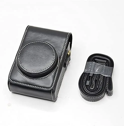 Vista 3 de Funda de piel sintética para Ricoh GR II/III Sony RX100 V VI VII ZV-1 con correa para el cuello (negro)